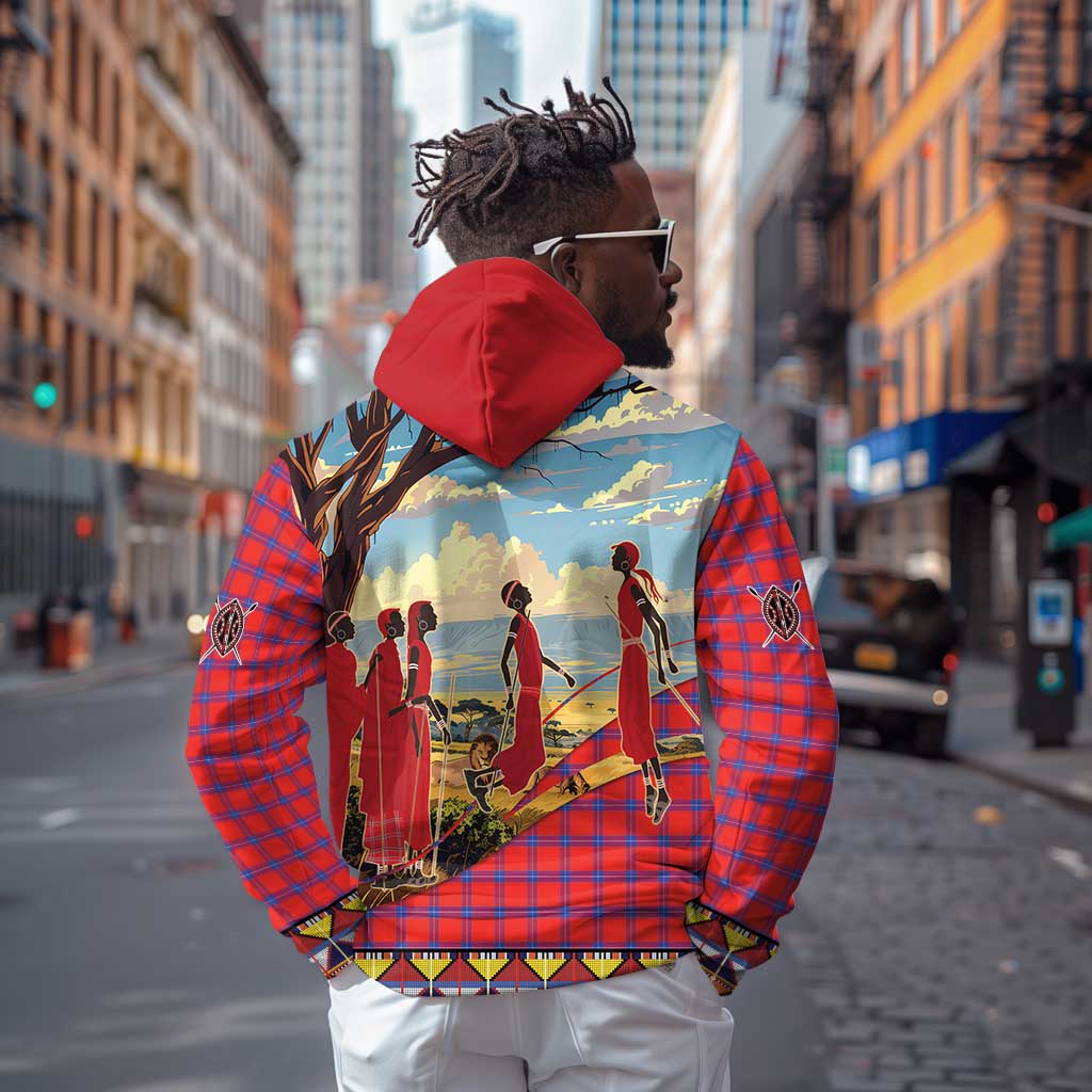 Maasai Adumu Dance Hoodie Shuka Pattern - Kenya Safari