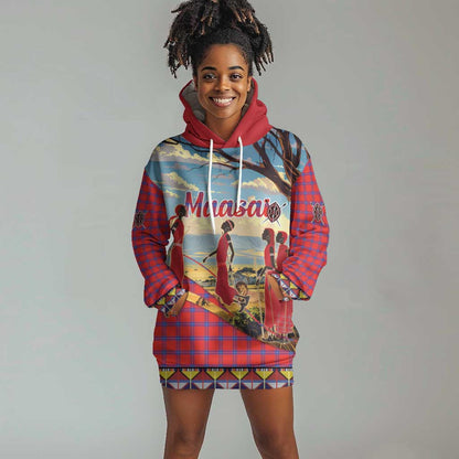 Maasai Adumu Dance Hoodie Dress Shuka Pattern - Kenya Safari