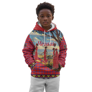 Maasai Adumu Dance Kid Hoodie Shuka Pattern - Kenya Safari