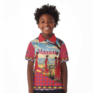 Maasai Adumu Dance Kid Polo Shirt Shuka Pattern - Kenya Safari