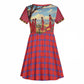 Maasai Adumu Dance Kid Short Sleeve Dress Shuka Pattern - Kenya Safari