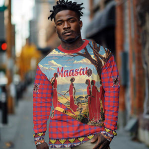 Maasai Adumu Dance Long Sleeve Shirt Shuka Pattern - Kenya Safari