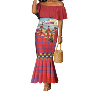 Maasai Adumu Dance Mermaid Dress Shuka Pattern - Kenya Safari