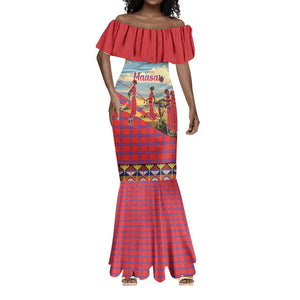 Maasai Adumu Dance Mermaid Dress Shuka Pattern - Kenya Safari