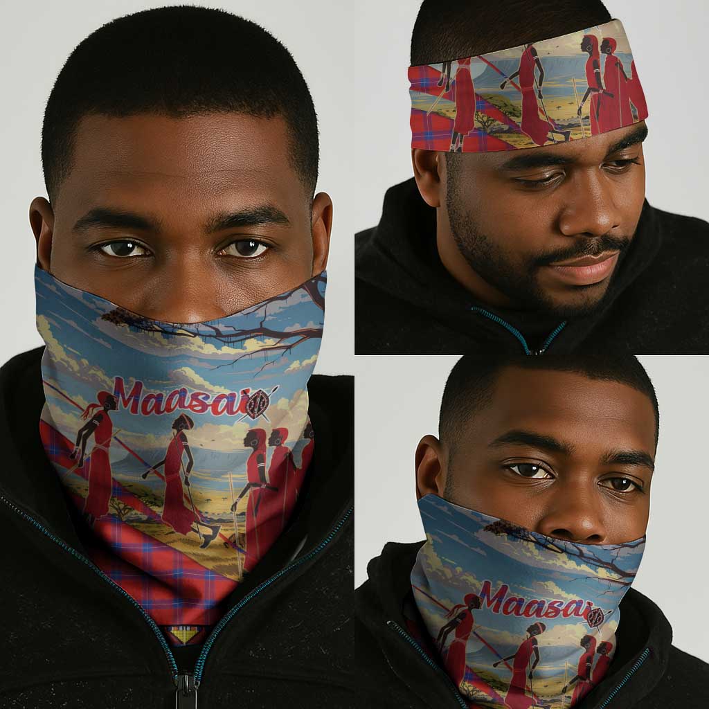 Maasai Adumu Dance Neck Gaiter Shuka Pattern - Kenya Safari LT15