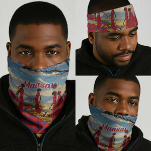 Maasai Adumu Dance Neck Gaiter Shuka Pattern - Kenya Safari LT15