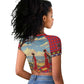 Maasai Adumu Dance Raglan Cropped T shirt Shuka Pattern - Kenya Safari