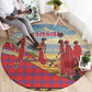 Maasai Adumu Dance Round Carpet Shuka Pattern - Kenya Safari