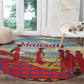 Maasai Adumu Dance Round Carpet Shuka Pattern - Kenya Safari