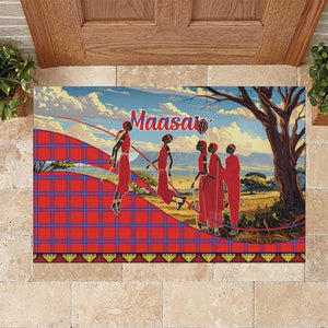 Maasai Adumu Dance Rubber Doormat Shuka Pattern - Kenya Safari
