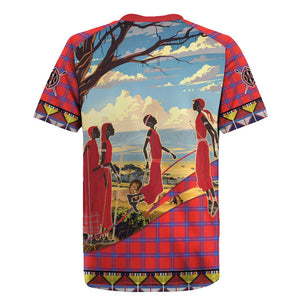 Maasai Adumu Dance Rugby Jersey Shuka Pattern - Kenya Safari