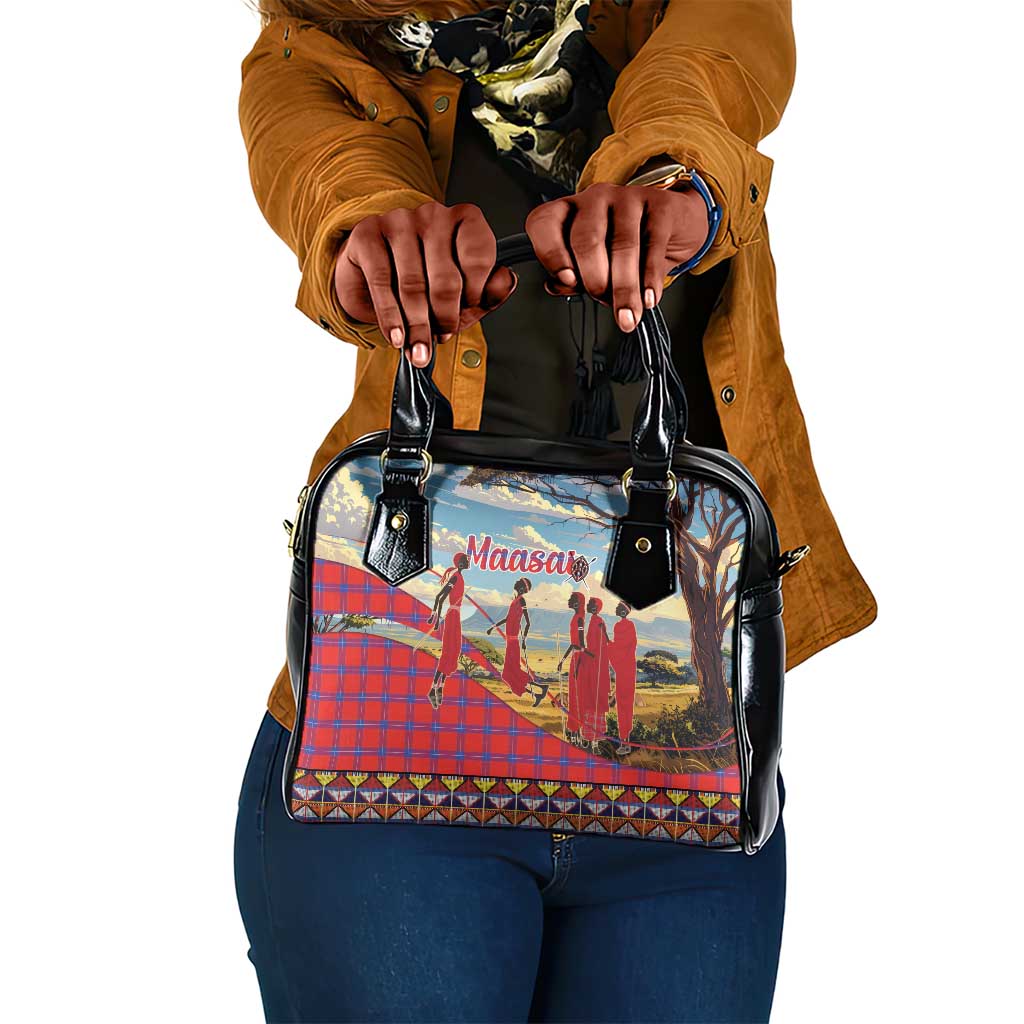 Maasai Adumu Dance Shoulder Handbag Shuka Pattern - Kenya Safari