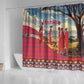 Maasai Adumu Dance Shower Curtain Shuka Pattern - Kenya Safari