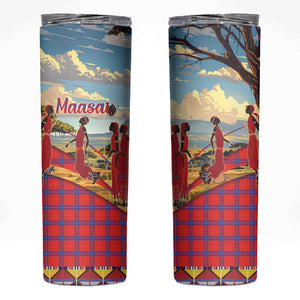 Maasai Adumu Dance Skinny Tumbler Shuka Pattern - Kenya Safari