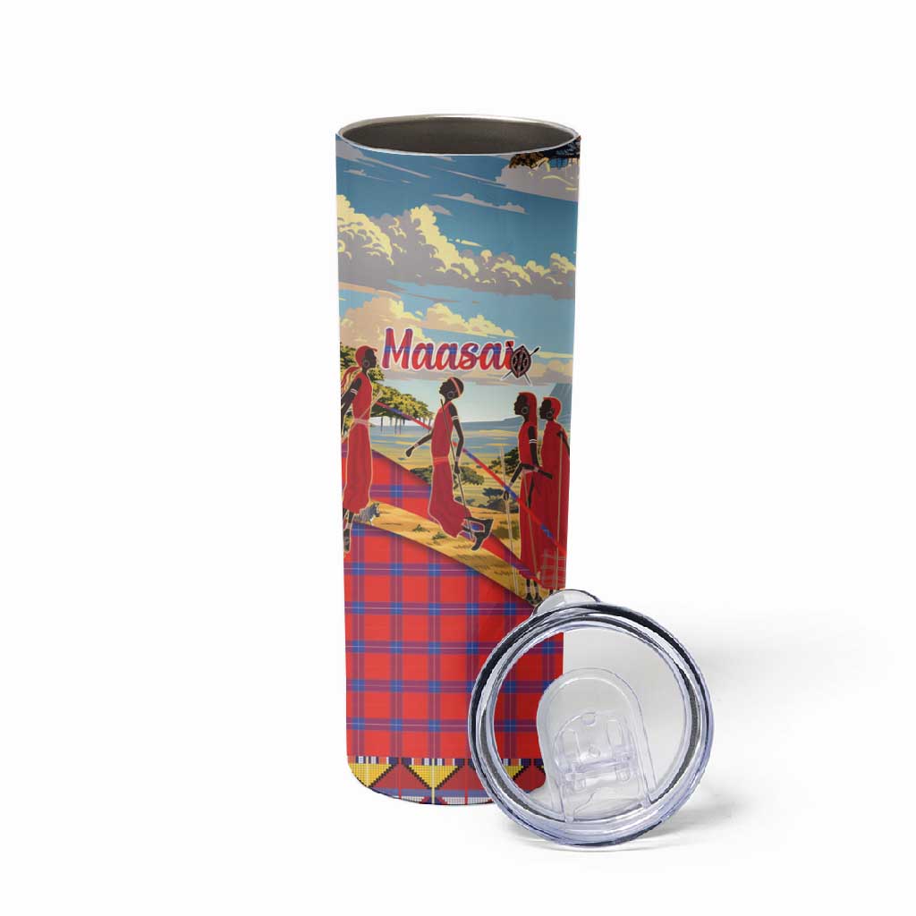 Maasai Adumu Dance Skinny Tumbler Shuka Pattern - Kenya Safari
