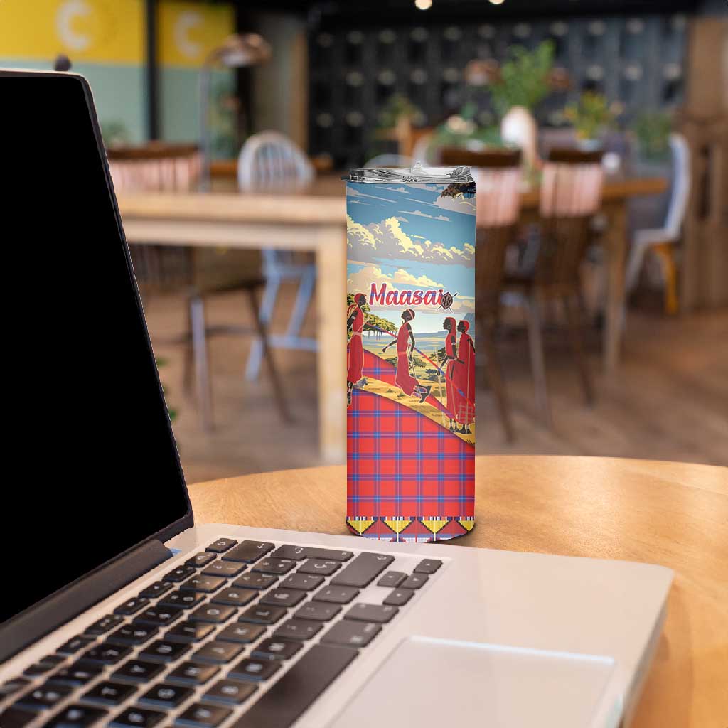 Maasai Adumu Dance Skinny Tumbler Shuka Pattern - Kenya Safari