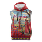Maasai Adumu Dance Sleeveless Hoodie Shuka Pattern - Kenya Safari - African Pride