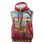 Maasai Adumu Dance Sleeveless Zip Hoodie Shuka Pattern - Kenya Safari - African Pride