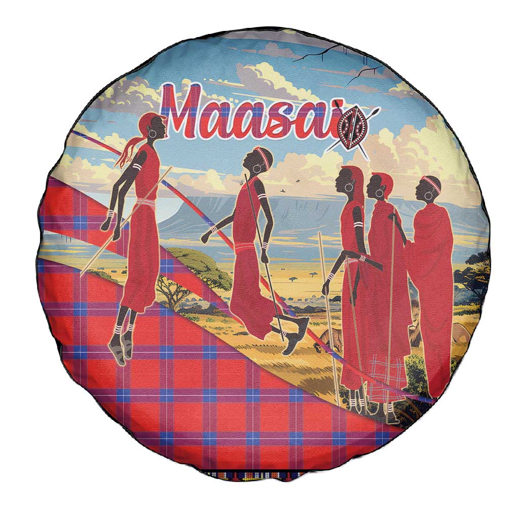 Maasai Adumu Dance Spare Tire Cover Shuka Pattern - Kenya Safari