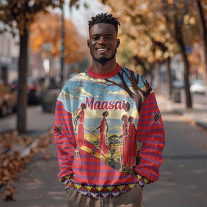 Maasai Adumu Dance Sweatshirt Shuka Pattern - Kenya Safari