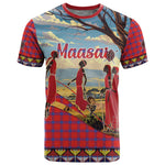 Maasai Adumu Dance T shirt Shuka Pattern - Kenya Safari