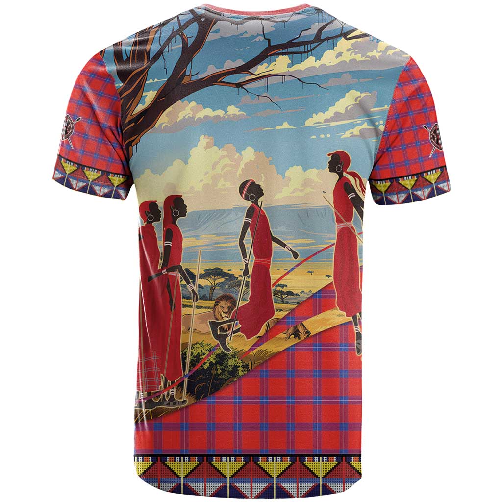 Maasai Adumu Dance T shirt Shuka Pattern - Kenya Safari