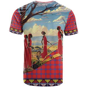 Maasai Adumu Dance T shirt Shuka Pattern - Kenya Safari