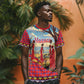 Maasai Adumu Dance T shirt Shuka Pattern - Kenya Safari