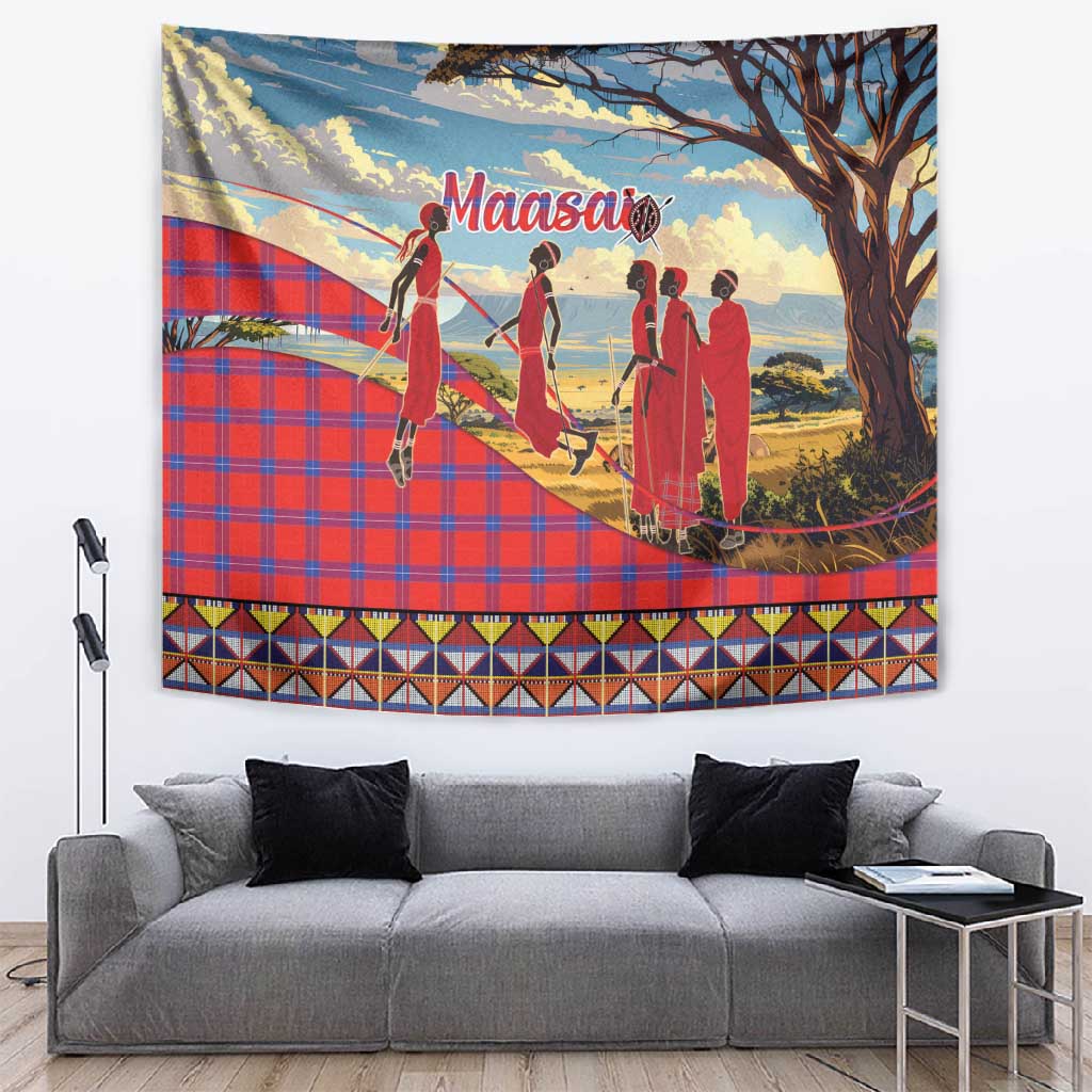 Maasai Adumu Dance Tapestry Shuka Pattern - Kenya Safari