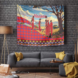 Maasai Adumu Dance Tapestry Shuka Pattern - Kenya Safari