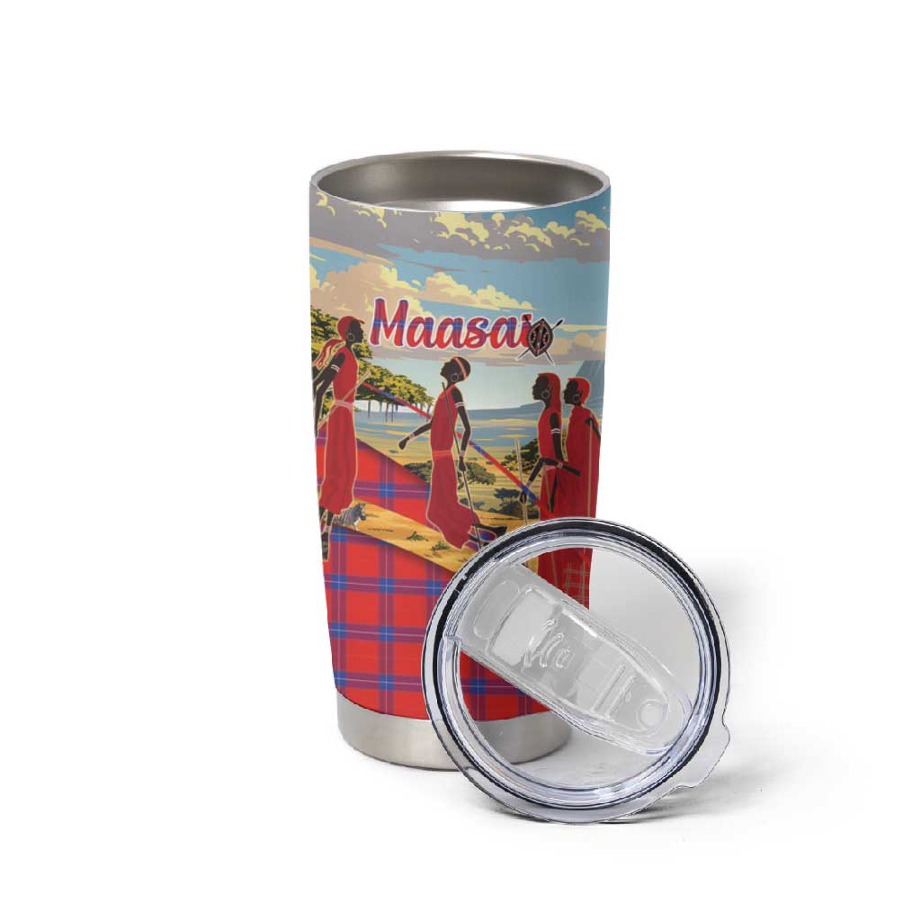Maasai Adumu Dance Tumbler Cup Shuka Pattern - Kenya Safari