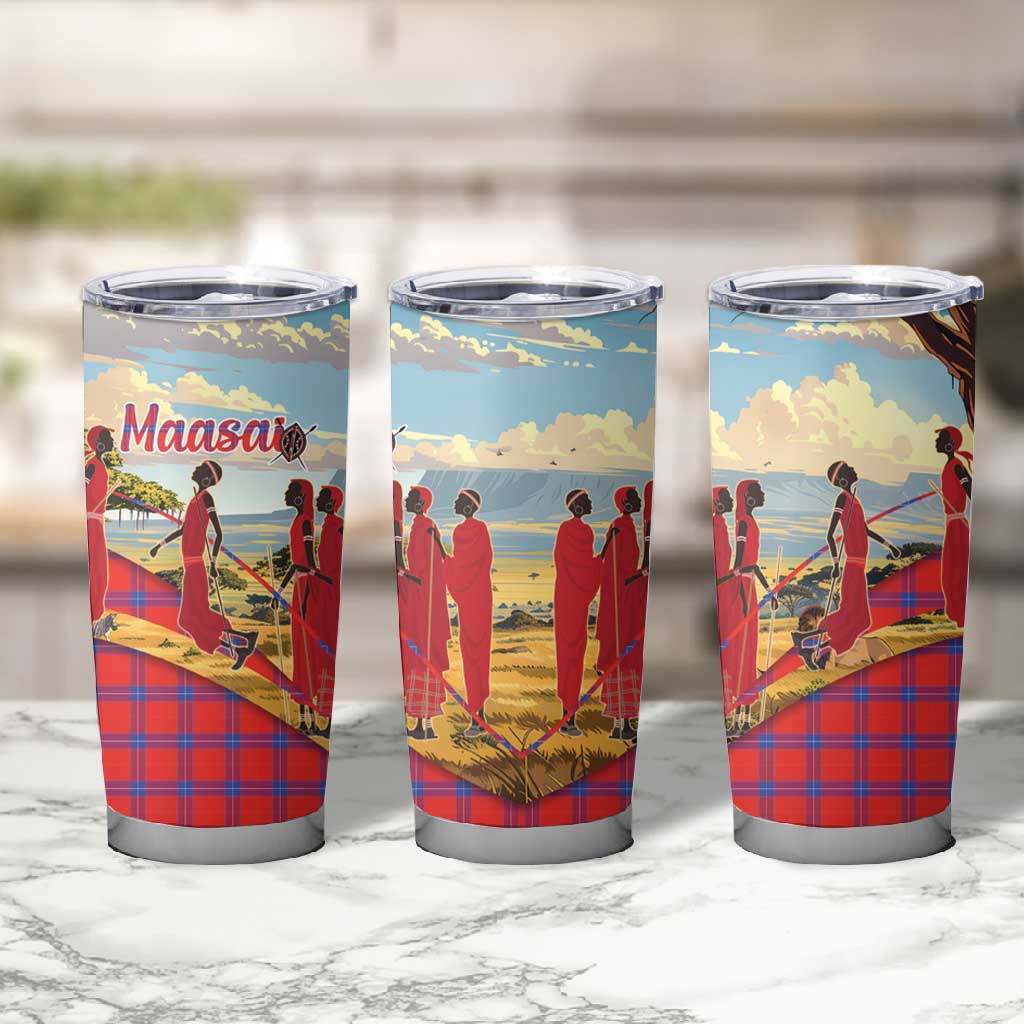 Maasai Adumu Dance Tumbler Cup Shuka Pattern - Kenya Safari