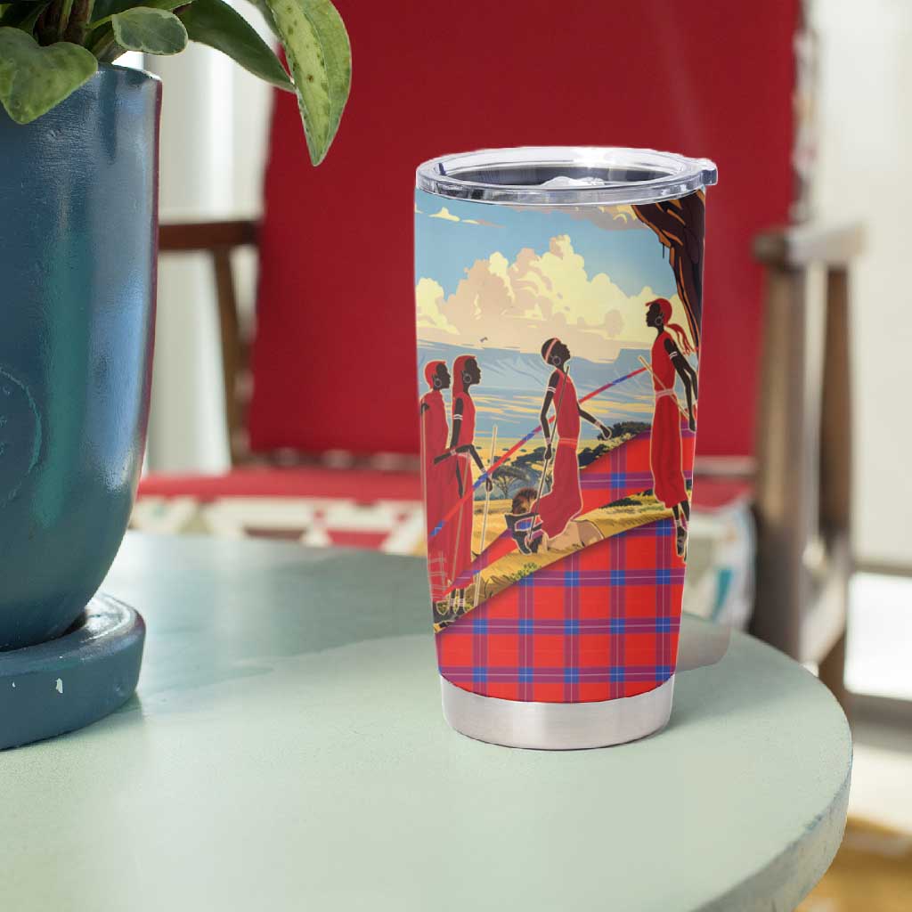 Maasai Adumu Dance Tumbler Cup Shuka Pattern - Kenya Safari