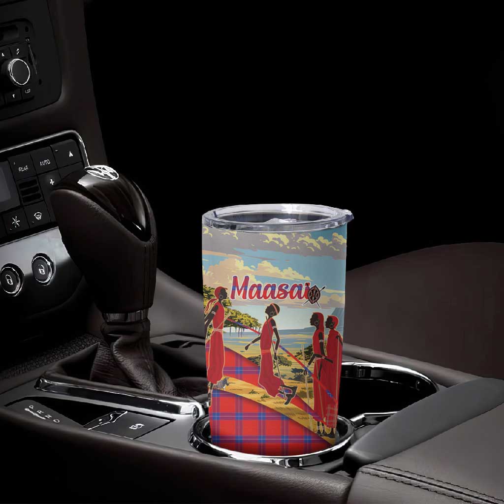 Maasai Adumu Dance Tumbler Cup Shuka Pattern - Kenya Safari