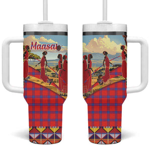 Maasai Adumu Dance Tumbler With Handle Shuka Pattern - Kenya Safari