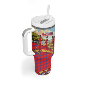 Maasai Adumu Dance Tumbler With Handle Shuka Pattern - Kenya Safari