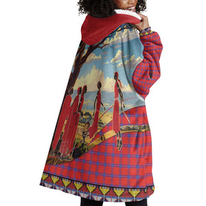 Maasai Adumu Dance Wearable Blanket Hoodie Shuka Pattern - Kenya Safari