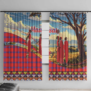 Maasai Adumu Dance Window Curtain Shuka Pattern - Kenya Safari