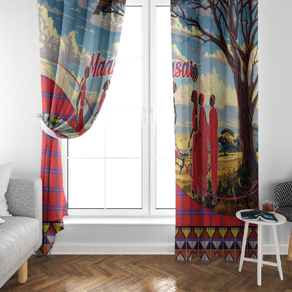 Maasai Adumu Dance Window Curtain Shuka Pattern - Kenya Safari
