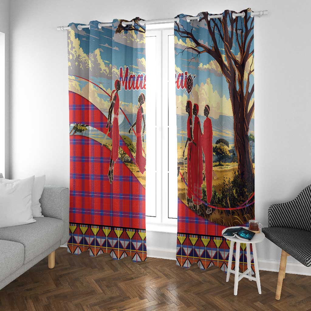 Maasai Adumu Dance Window Curtain Shuka Pattern - Kenya Safari