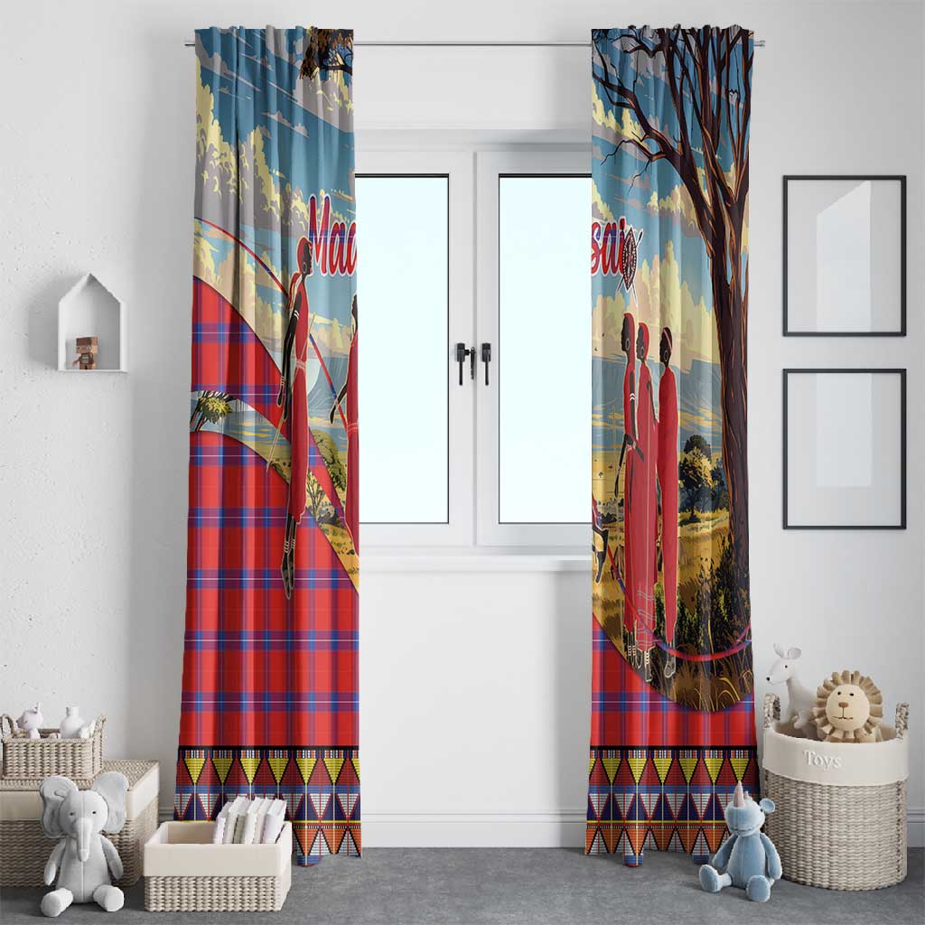 Maasai Adumu Dance Window Curtain Shuka Pattern - Kenya Safari