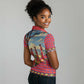 Maasai Adumu Dance Women Polo Shirt Shuka Pattern - Kenya Safari