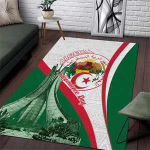 Algeria Independence Day Area Rug Coat Of Arms With Maqam Echahid