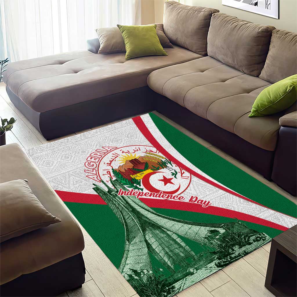 Algeria Independence Day Area Rug Coat Of Arms With Maqam Echahid