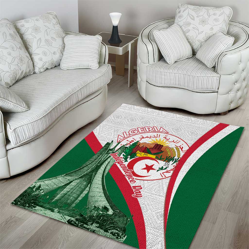 Algeria Independence Day Area Rug Coat Of Arms With Maqam Echahid