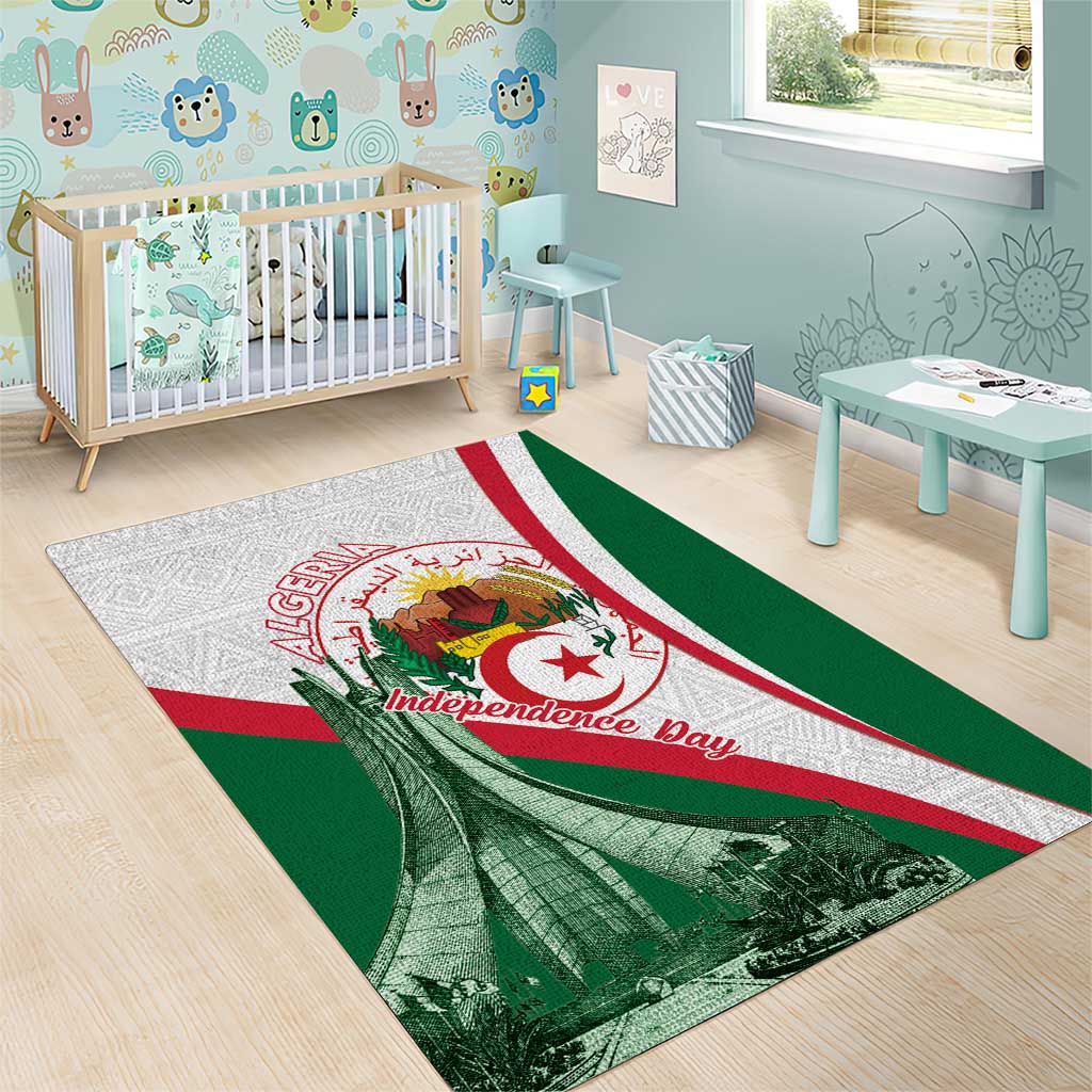 Algeria Independence Day Area Rug Coat Of Arms With Maqam Echahid