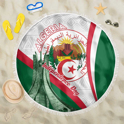 Algeria Independence Day Beach Blanket Coat Of Arms With Maqam Echahid