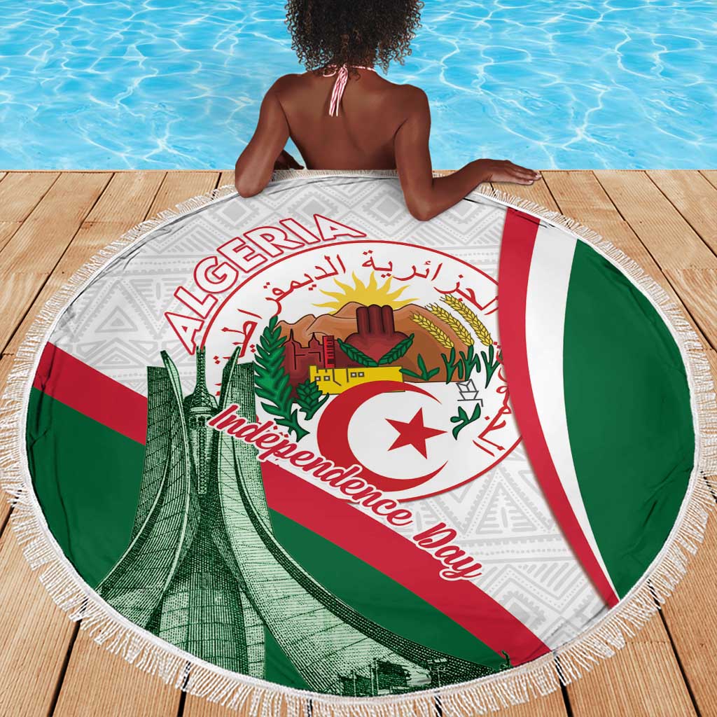 Algeria Independence Day Beach Blanket Coat Of Arms With Maqam Echahid