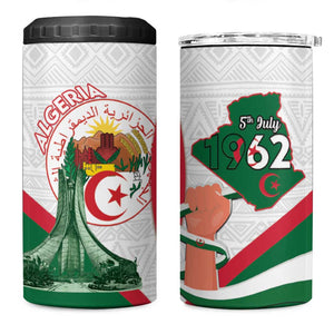Algeria Independence Day 4 in 1 Can Cooler Tumbler Coat Of Arms With Maqam Echahid