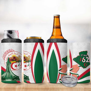 Algeria Independence Day 4 in 1 Can Cooler Tumbler Coat Of Arms With Maqam Echahid